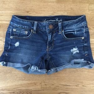 Dark Denim Short with Folded Edge